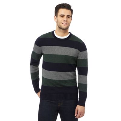 Big and tall multi-coloured striped print jumper